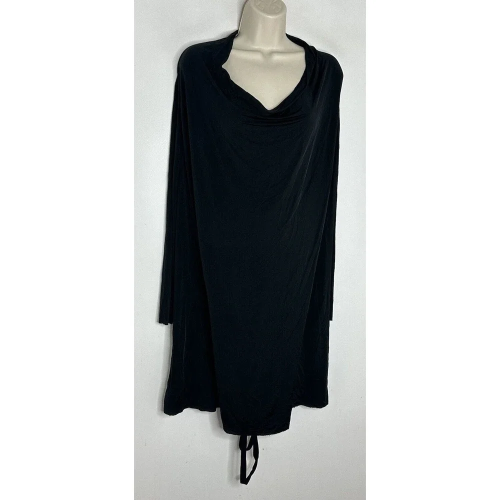 ALL SAINTS Amei Long Sleeve Draped Stretch Mesh Neck Dress Black Size 2 - Picture 3 of 6